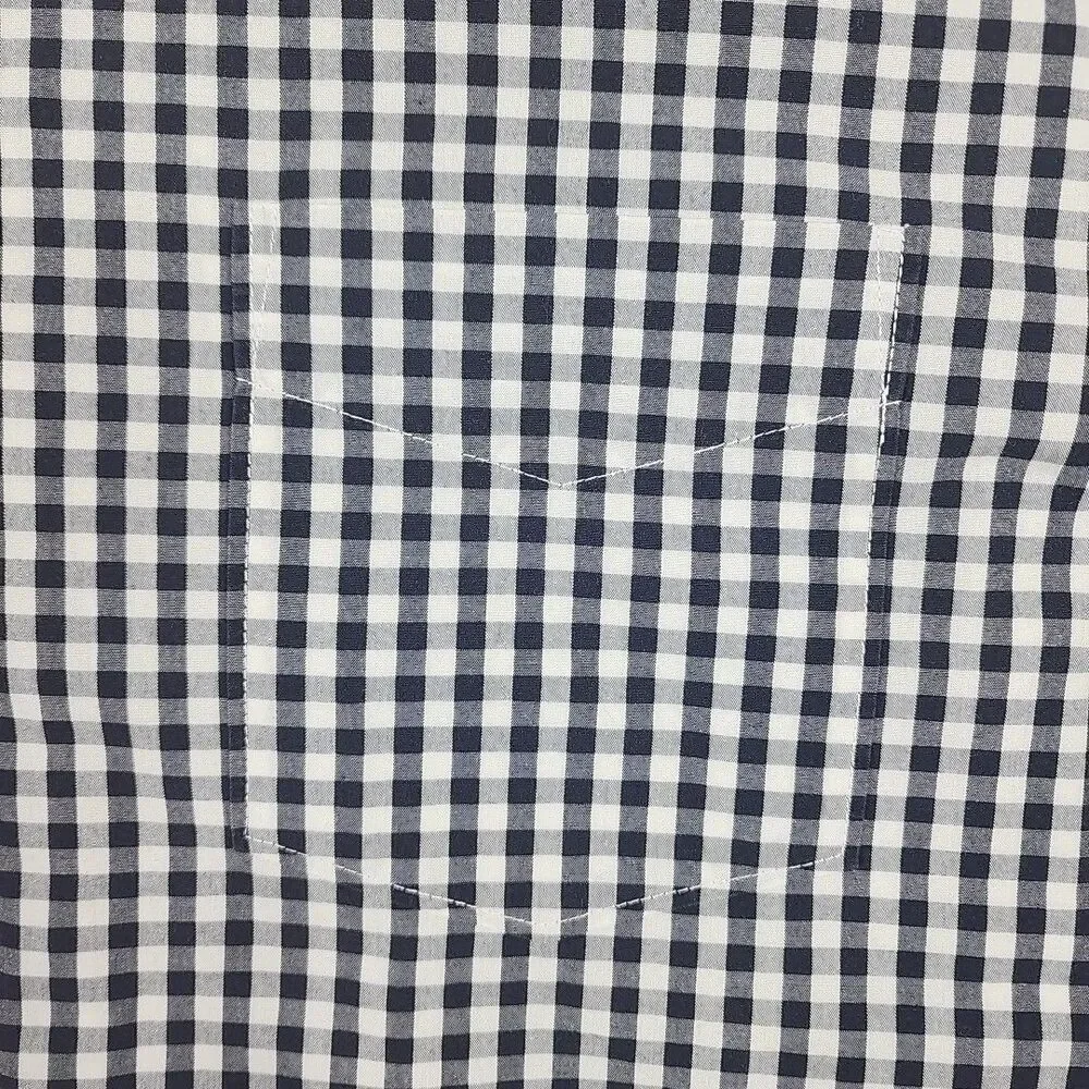 J Crew Button Up Shirt Mens XL Black Gray White Checkered Short Sleeve Pocket - Picture 4 of 10